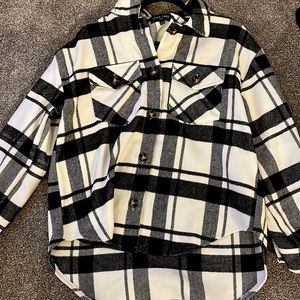 Black and white thick flannel jacket, brand is love tree